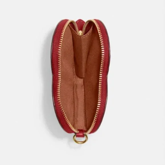 Coach Heart Coin Case In Signature Canvas With Red Print Love Purse Wristlet Bag - Picture 3 of 10